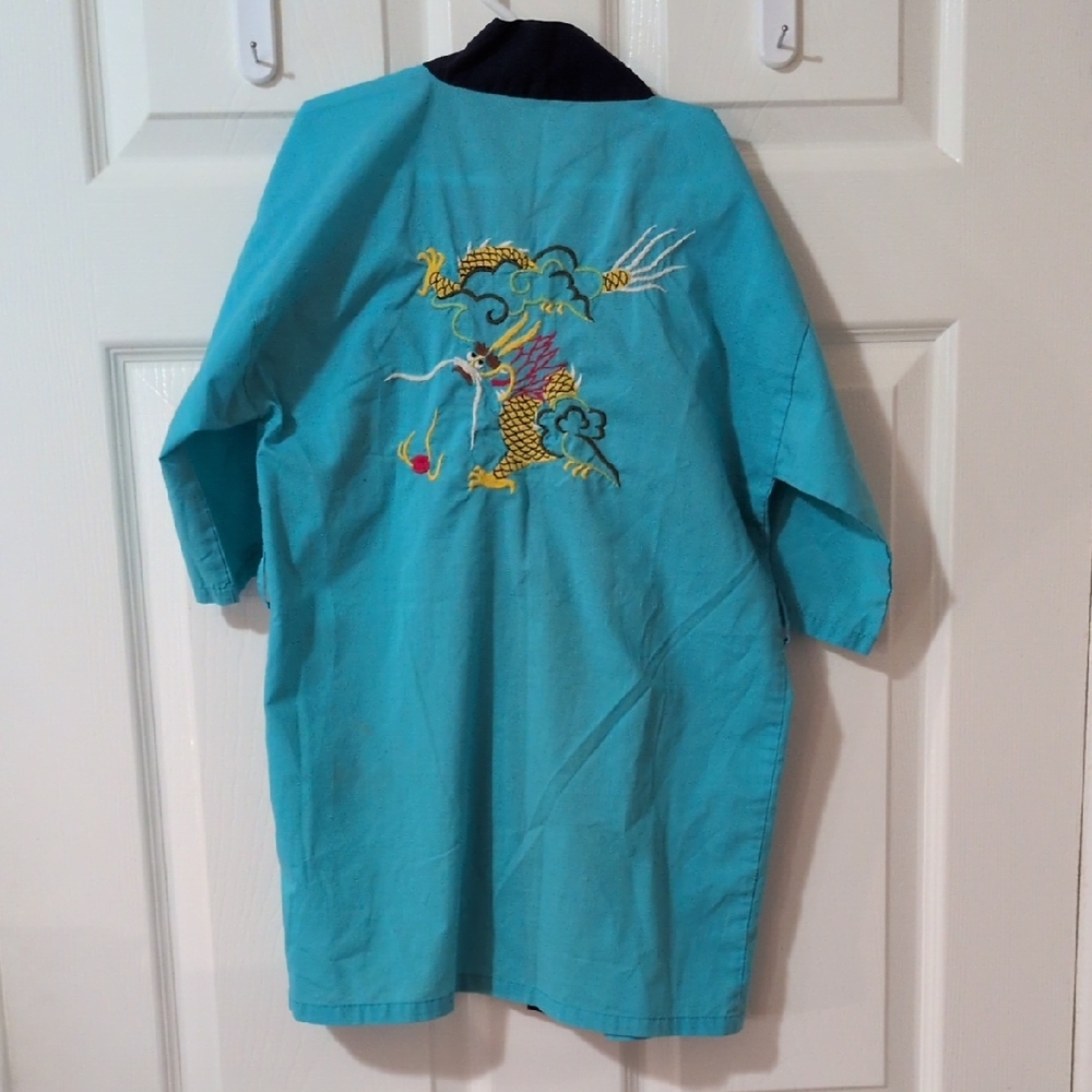Turquoise Embroidered Kimono